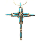 Turquoise Needle Point Cross by Yvette Kaamasee  - Zuni Jewelry