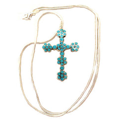 Turquoise Cross by Jacqueline Hught  - Zuni Jewelry - Zuni Fetish Sunshine Studio