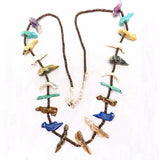 Multistone & Shell Bird Pendant Fetish Necklace by Evalena Boone  - Zuni Fetish  Jewelry