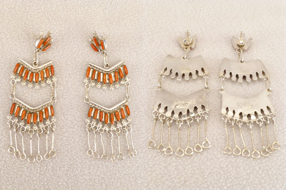 Sterling Silver Cathedral Earrings  by Roxanne Seoutewa  - Zuni Fetish  Jewelry - Zuni Fetish Sunshine Studio
