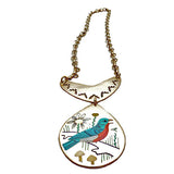 Sterling Silver, Turquoise, Coral and Clam Shell Eastern Bluebird Necklace by Rudell and Nancy Laconsello  - Zuni Jewelry