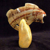 Zuni Rock (travertine) / Abalone Fish, Trout by Orin Eriacho  - Zuni Fetish