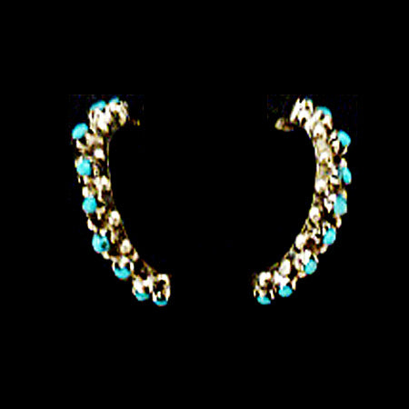 Turquoise Petit Point Earrings by Unknown Zuni  - Zuni Jewelry - Zuni Fetish Sunshine Studio
