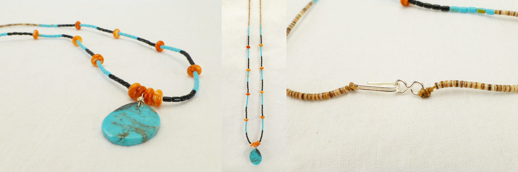 Turquoise Beaded Necklace by Lita Atencio -  Santo Domingo Jewelry - Zuni Fetish Sunshine Studio