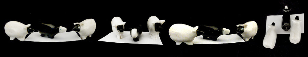 White Marble And Jet Sheep by Tim Lementino - Zuni Fetish Sunshine Studio