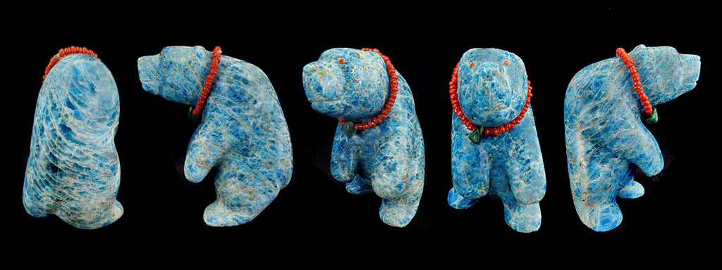 Apatite Medicine Bear by Loren Tsalabutie - Zuni Fetish Sunshine Studio