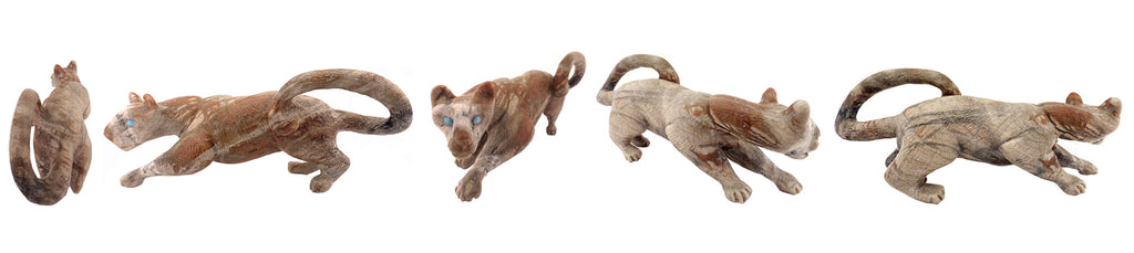 Picasso Marble Mountain Lion by Dan Quam, Deceased - Zuni Fetish Sunshine Studio