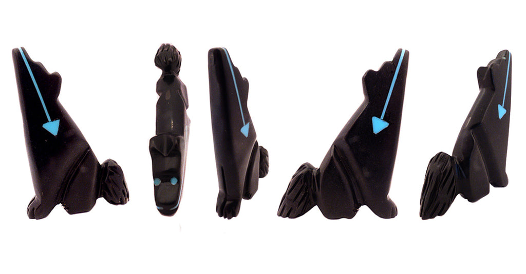Jet Howling Wolf by Todd Poncho - Zuni Fetish Sunshine Studio