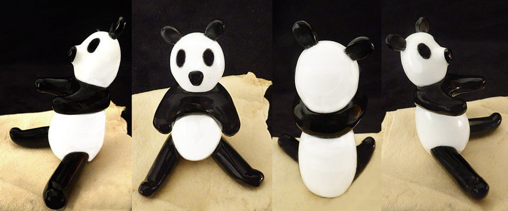 White And Black Marble Panda Bear by Michael Mahooty - Zuni Fetish Sunshine Studio