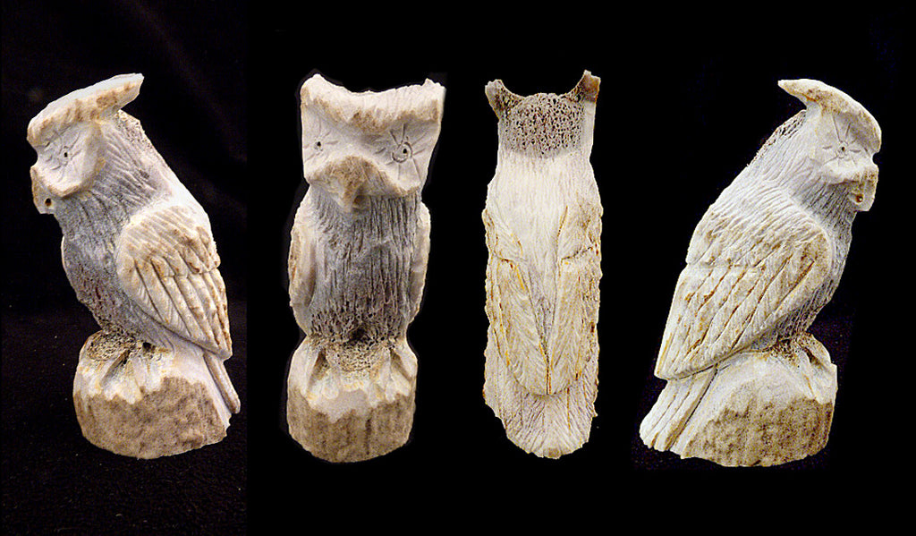 Antler Bird, Horned Owl by Lewis Malie - Zuni Fetish Sunshine Studio