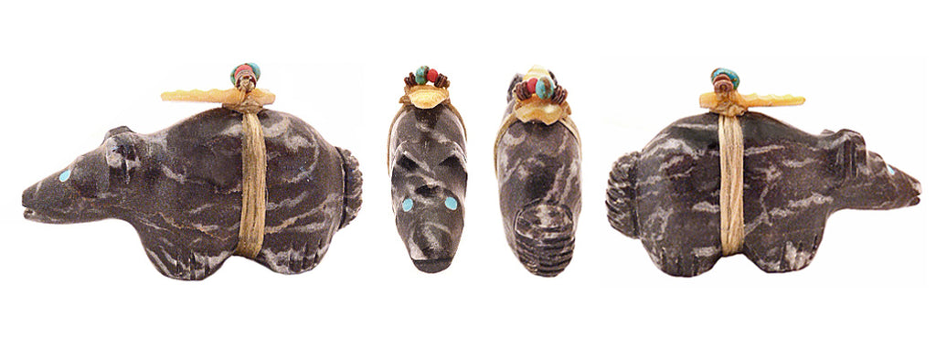 Zebra Stone Medicine Bear by Peter Gasper, Jr. - Zuni Fetish Sunshine Studio