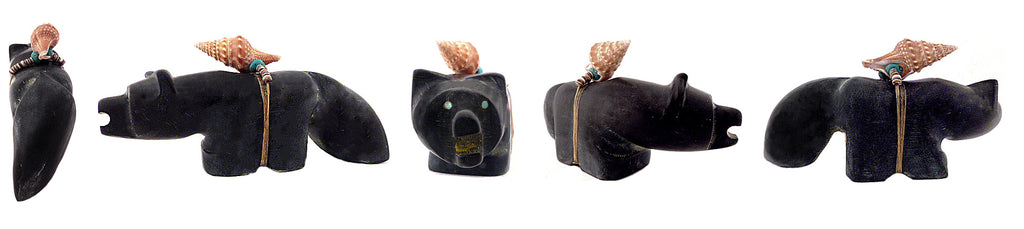 Black Marble Wolf by Burt Awelagte - Zuni Fetish Sunshine Studio
