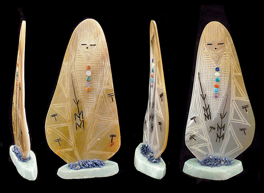 Gold-Lip Mother-of-Pearl Maiden Figure by Gloria Chattin - Zuni Fetish Sunshine Studio