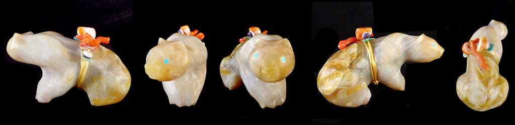 Indonesian Tube Agate Medicine Bear by Chris Sandoval - Zuni Fetish Sunshine Studio