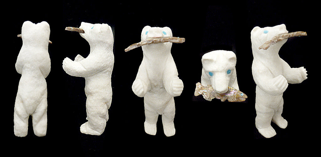 White Marble Bear by Herbert Him - Zuni Fetish Sunshine Studio