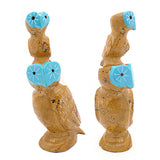 Zuni Rock (travertine) Birds, Owl With Owlet  by Enrike Leekya