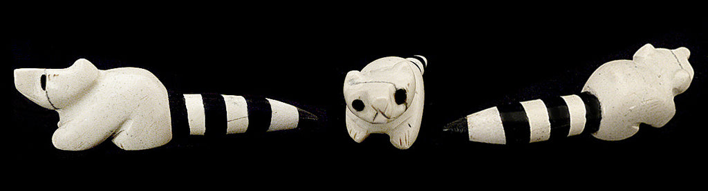 Serpentine And Jet Raccoon by Justin Red Elk - Zuni Fetish Sunshine Studio