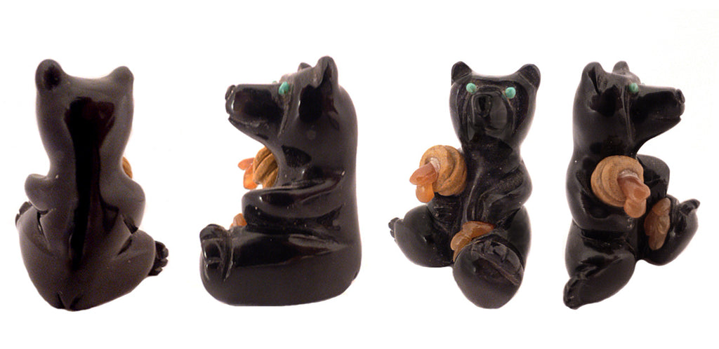 Black Marble Bear by Ron Laahty, Deceased - Zuni Fetish Sunshine Studio