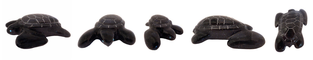 Black Marble Sea Turtle by Loren Tsalabutie - Zuni Fetish Sunshine Studio