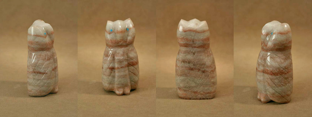 Alabaster Bird, Owl by Lena Boone, Deceased - Zuni Fetish Sunshine Studio