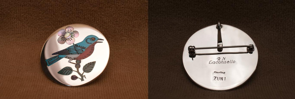 Multi-Stone Inlay Pin/Pendant by Rudell Laconsello, Deceased And Nancy Laconsello - Zuni Fetish Sunshine Studio