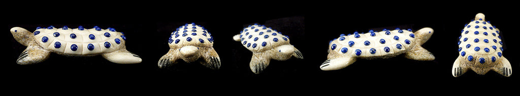 Antler And Lapis Turtle by Troy Sice - Zuni Fetish Sunshine Studio