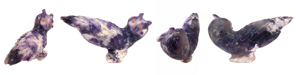 Mexican Opal Bird, Horned Owl by Chris Sandoval - Zuni Fetish Sunshine Studio