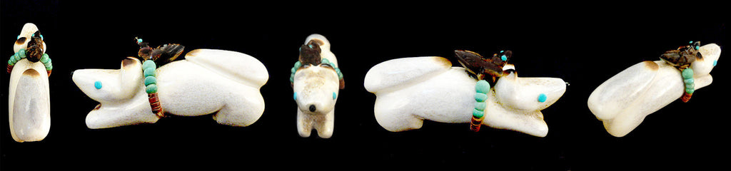 Antler Fox With Bird by Raymond Tsalate - Zuni Fetish Sunshine Studio