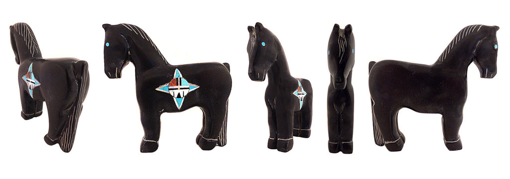 Black Marble Horse by Andres Lementino - Zuni Fetish Sunshine Studio