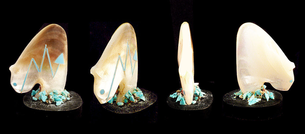 Dark Mother-of-Pearl Medicine Bera by Chad Quandelacy - Zuni Fetish Sunshine Studio