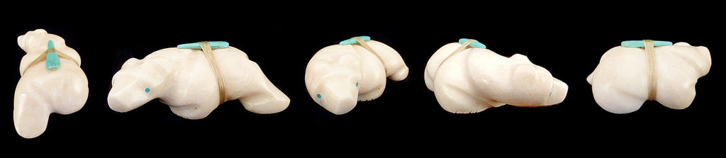 Alabaster Medicine Bear by Herbert Halate - Zuni Fetish Sunshine Studio