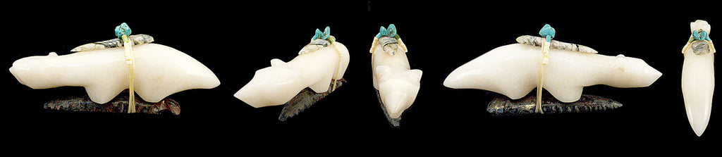 Ivory Rock (Calcite) Wolf by Melvin Sandoval - Zuni Fetish Sunshine Studio