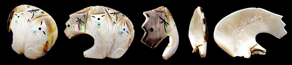 Dark Mother-of-Pearl Bear With Maidens by Kateri Sanchez