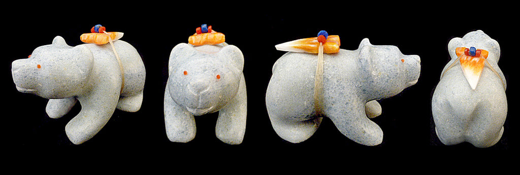 Aqua Blue Marble Medicine Bear by Loren Tsalabutie