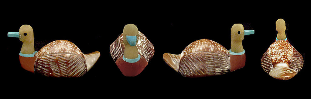 Cowrie Shell, Pipestone And Serpentine Bird, Duck by Darrin Boone