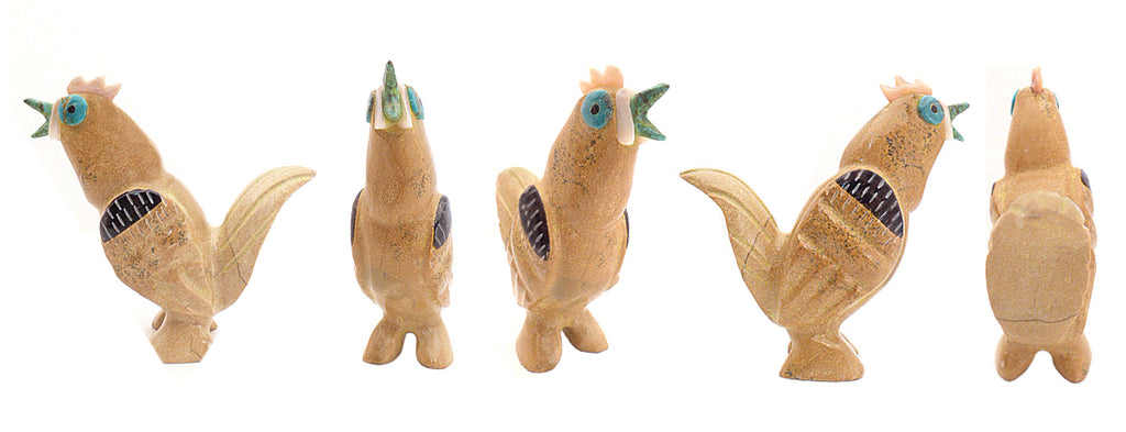 Zuni Rock (travertine) Bird, Rooster by Enrike Leekya