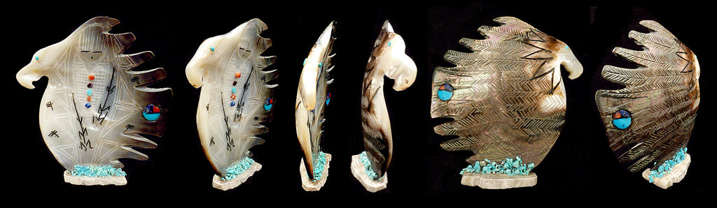 Dark Mother-of-Pearl Eagle Protecting the Maiden by Gloria Chattin
