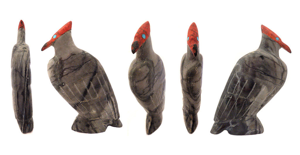 Picasso Marble Bird, Woodpecker by Cody Nastacio - Zuni Fetish Sunshine Studio