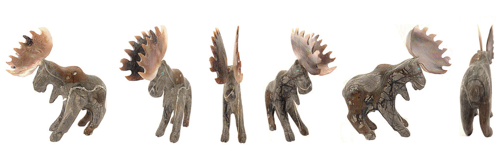 Picasso Marble Moose by Clive Hustito - Zuni Fetish Sunshine Studio