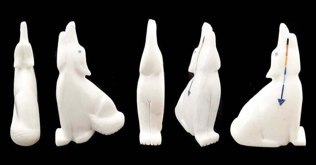 White Marble Howling Wolf by Andres Lementino