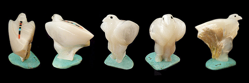 Gold-Lip Mother-of-Pearl Bird, Eagle by Jeff Shetima - Zuni Fetish Sunshine Studio