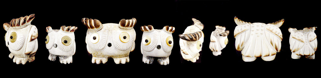 Antler Birds, Horned Owls by Raymond Tsalate - Zuni Fetish Sunshine Studio