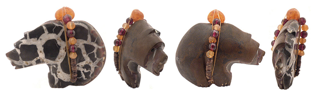 Moroccan Fossil Rock Medicine Bear by Kateri Sanchez - Zuni Fetish Sunshine Studio