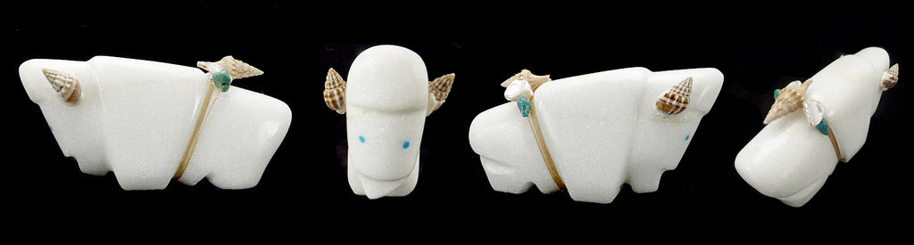 White Marble Buffalo by Burt Awelagte - Zuni Fetish Sunshine Studio