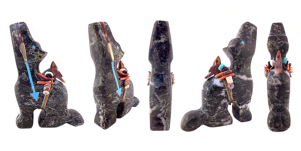 Marble Howling Wolf by Fernando Laiwakete - Zuni Fetish Sunshine Studio