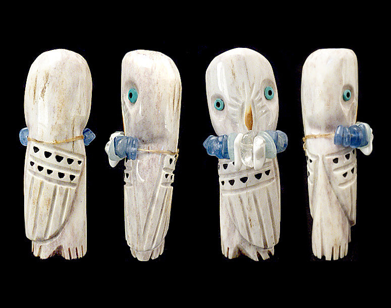 Antler Bird, Snow Owl by Robert Michael Weahkee - Zuni Fetish Sunshine Studio