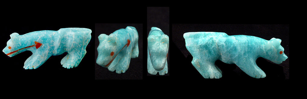 Amazonite Mountain Lion by Andres Quandelacy, Deceased - Zuni Fetish Sunshine Studio