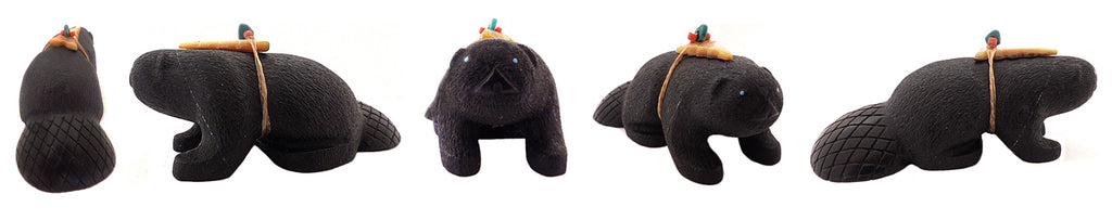 Black Marble Beaver by Brion Hattie - Zuni Fetish Sunshine Studio