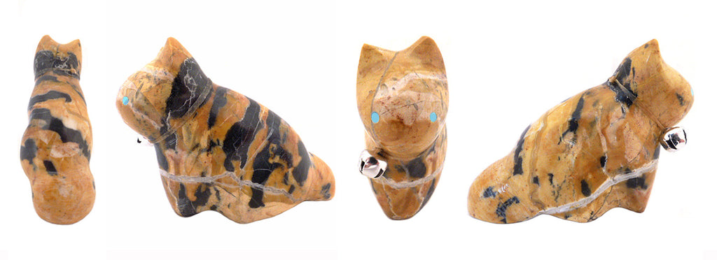 Leopard Marble Cat by Leland Boone and Daphne Quam - Zuni Fetish Sunshine Studio