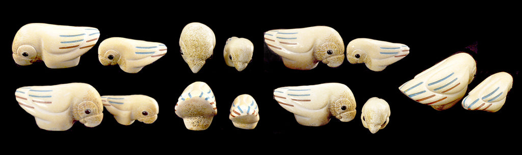 Apatite Bird, Parrot With Chick by Raymond Tsalate - Zuni Fetish Sunshine Studio